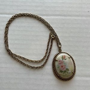 Vintage Handpainted Pendant Necklace